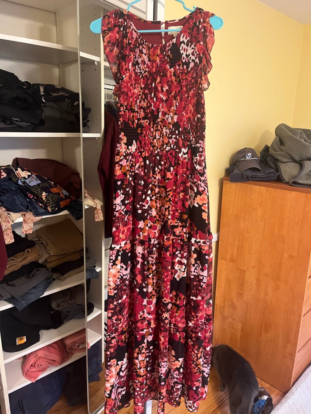 Sleeveless Red Floral Maxi Dress
